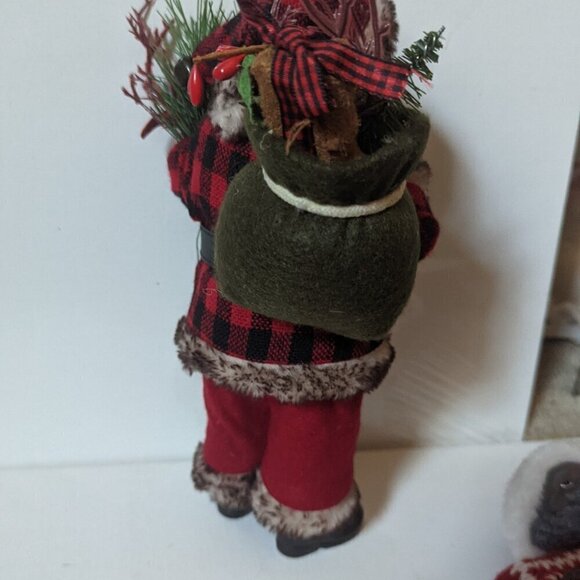NWOT 12" Black Santa Claus Red Plaid Lumberjack Xmas Decor African American HTF - Picture 8 of 9